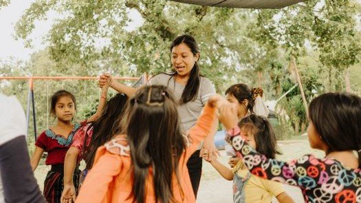 Group of missionaries gathering outdoors